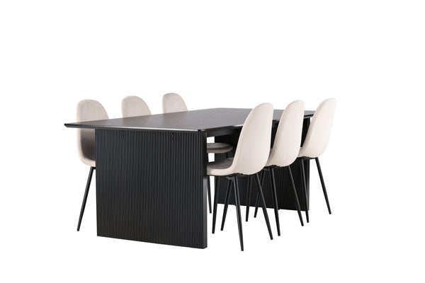 Matgrupp VAIL Matbord 100x200 & 6st POLAR Matstolar Beige