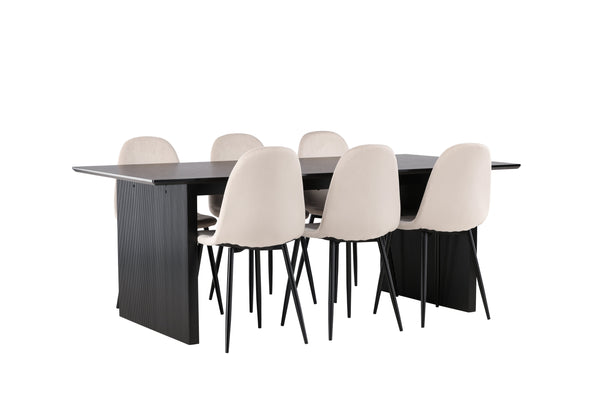 Matgrupp VAIL Matbord 100x200 & 6st POLAR Matstolar Beige