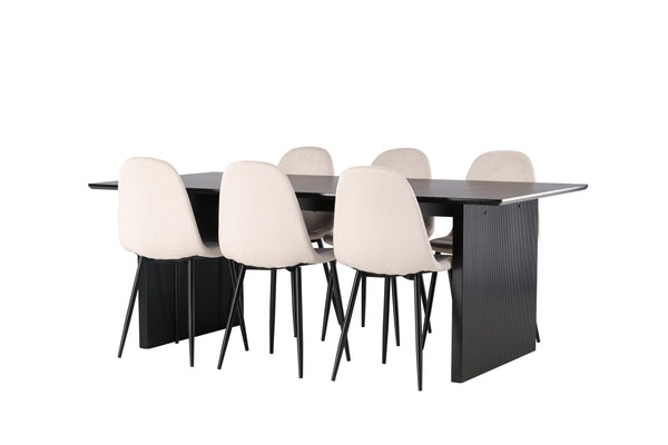 Matgrupp VAIL Matbord 100x200 & 6st POLAR Matstolar Beige