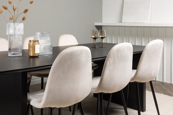Matgrupp VAIL Matbord 100x200 & 6st POLAR Matstolar Beige
