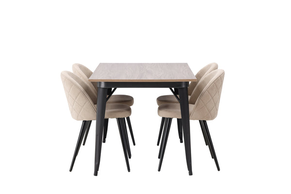 Matgrupp TEMPE Matbord 80x140 & 4st VELVET Matstolar Berge