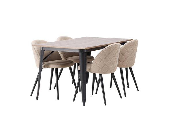 Matgrupp TEMPE Matbord 80x140 & 4st VELVET Matstolar Berge