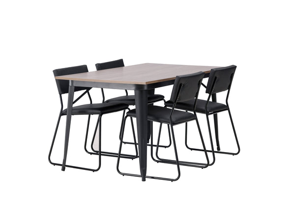 Matgrupp TEMPE Matbord 80x140 & 4st KENTH Matstolar Svart