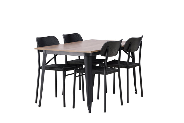 Matgrupp TEMPE Matbord 80x140 & 4st POLLY Matstolar Svart
