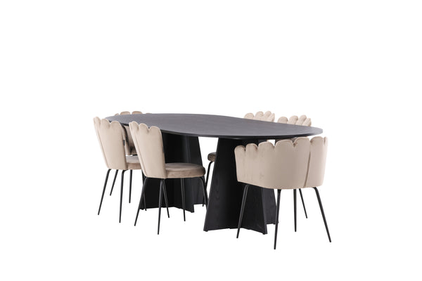 Matgrupp BOOTCUT Matbord 115x230 & 6st LIMHAMN Matstolar Beige