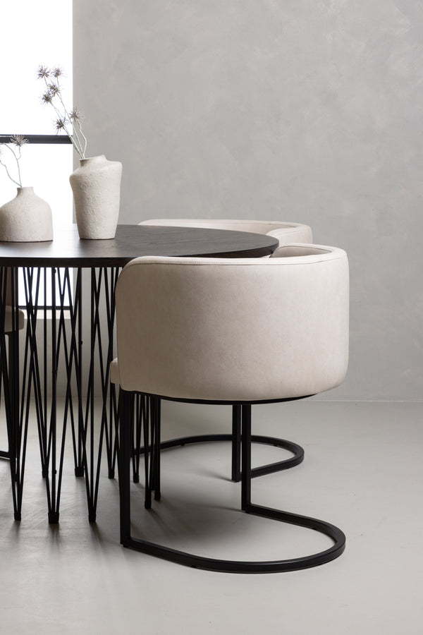 Esszimmergruppe STONE &amp; SIMRISHAMN Esstisch ⌀120 + 4 Esszimmerstühle Beige