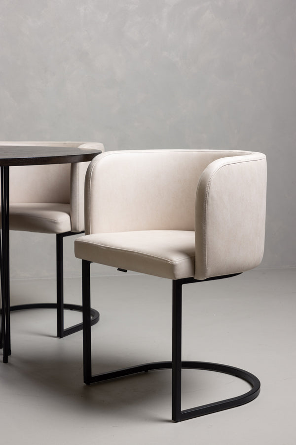 Esszimmergruppe STONE &amp; SIMRISHAMN Esstisch ⌀120 + 4 Esszimmerstühle Beige