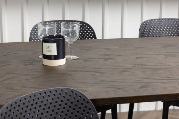 Esszimmergruppe STONE Esstisch 100X220 &amp; 4 BALITMORE Esszimmerstühle Schwarz