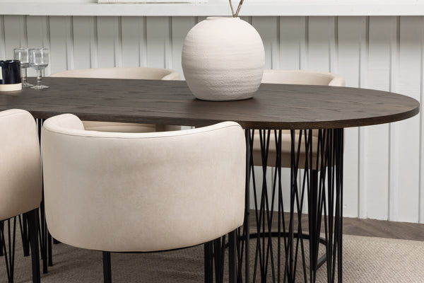 Esszimmergruppe STONE Esstisch 100X220 &amp; 4 SIMRIHAMN Esszimmerstühle Beige