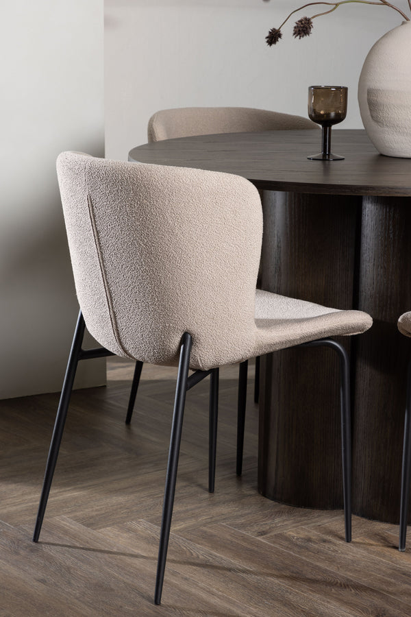 Matgrupp MODESTO & OLIVIA 4st Matstolar Beige + Matbord ⌀110