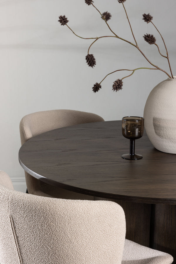 Matgrupp MODESTO & OLIVIA 4st Matstolar Beige + Matbord ⌀110