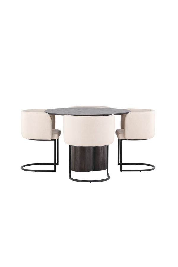 Esszimmergruppe OLIVIA &amp; SIMRISHAMN Esstisch ⌀110 + 4 Esszimmerstühle Beige