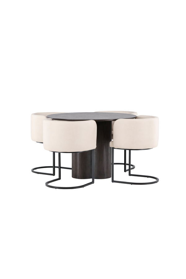 Esszimmergruppe OLIVIA &amp; SIMRISHAMN Esstisch ⌀110 + 4 Esszimmerstühle Beige
