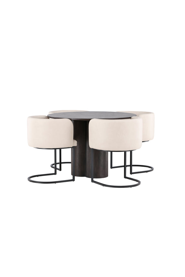 Esszimmergruppe OLIVIA &amp; SIMRISHAMN Esstisch ⌀110 + 4 Esszimmerstühle Beige