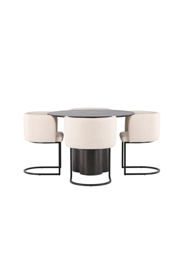 Esszimmergruppe OLIVIA &amp; SIMRISHAMN Esstisch ⌀110 + 4 Esszimmerstühle Beige