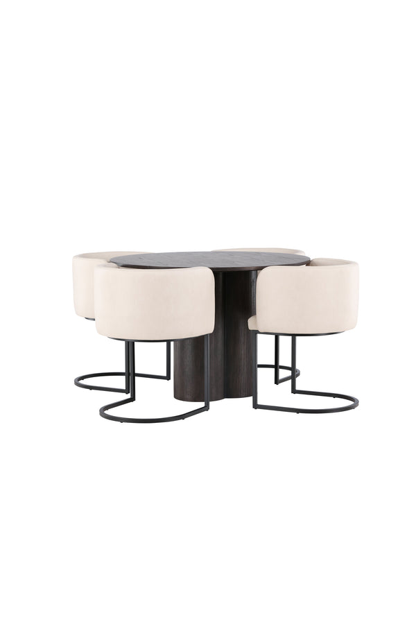 Esszimmergruppe OLIVIA &amp; SIMRISHAMN Esstisch ⌀110 + 4 Esszimmerstühle Beige