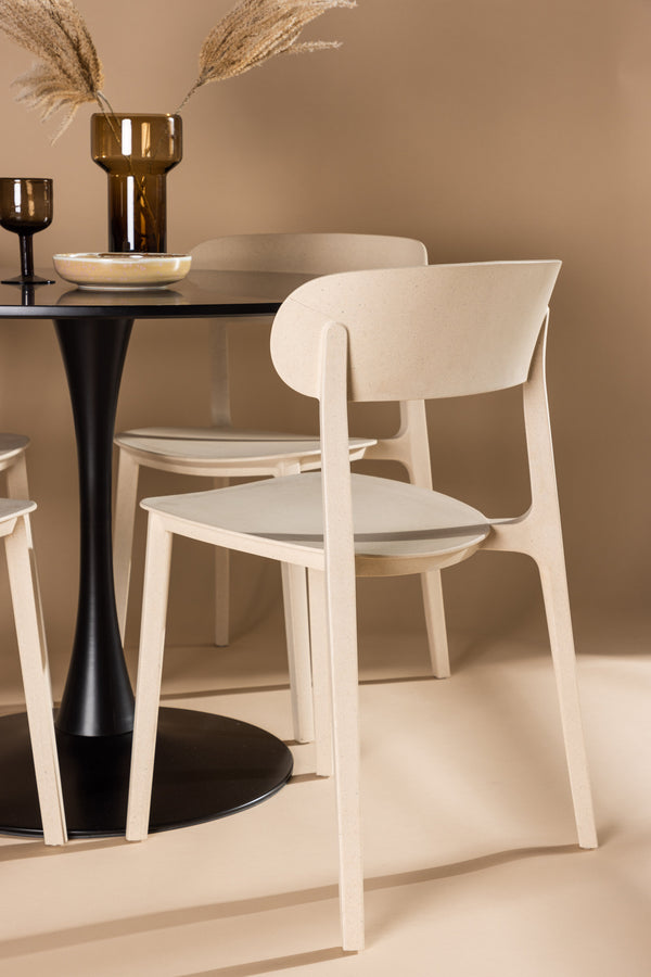 Esszimmergruppe ÅSTOL &amp; GLADE 4 Esszimmerstühle Beige + Esstisch ⌀100
