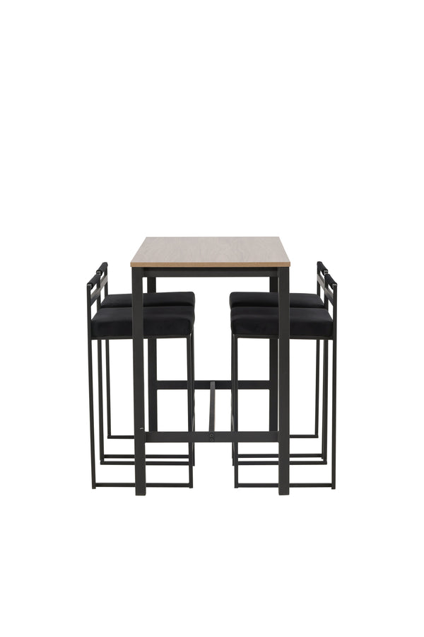 Bargrupp CAMDEN & OPELIKA Barbord 60x120 + 4st Barstolar Svart