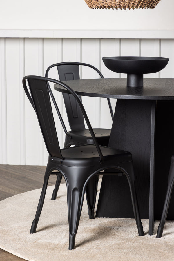 Matgrupp BOOTCUT & TEMPE Matbord ⌀110 + 4st Matstolar Svart