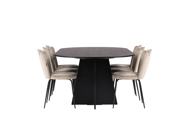 Esszimmergruppe BOOTCUT Esstisch 115X230 &amp; 6 LIMHAMN Esszimmerstühle Beige