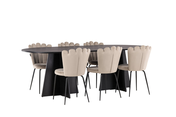 Esszimmergruppe BOOTCUT Esstisch 115X230 &amp; 6 LIMHAMN Esszimmerstühle Beige