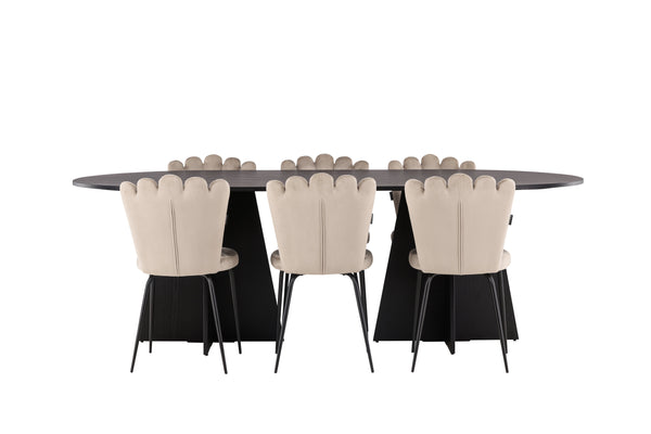 Esszimmergruppe BOOTCUT Esstisch 115X230 &amp; 6 LIMHAMN Esszimmerstühle Beige