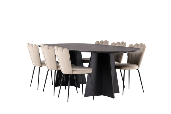 Esszimmergruppe BOOTCUT Esstisch 115X230 &amp; 6 LIMHAMN Esszimmerstühle Beige