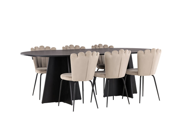 Esszimmergruppe BOOTCUT Esstisch 115X230 &amp; 6 LIMHAMN Esszimmerstühle Beige