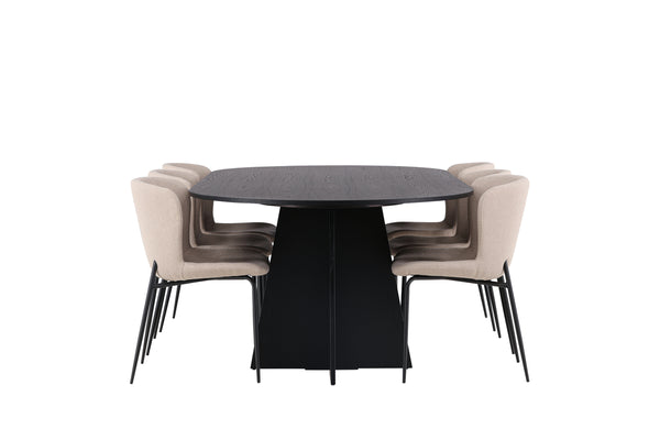 Esszimmergruppe BOOTCUT Esstisch 115X230 &amp; 6 MODESTO Esszimmerstühle Beige
