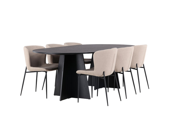 Esszimmergruppe BOOTCUT Esstisch 115X230 &amp; 6 MODESTO Esszimmerstühle Beige