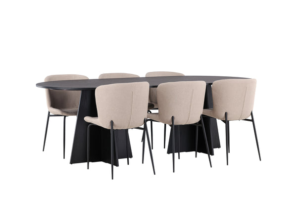 Esszimmergruppe BOOTCUT Esstisch 115X230 &amp; 6 MODESTO Esszimmerstühle Beige