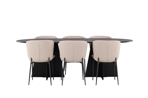 Esszimmergruppe BOOTCUT Esstisch 115X230 &amp; 6 MODESTO Esszimmerstühle Beige