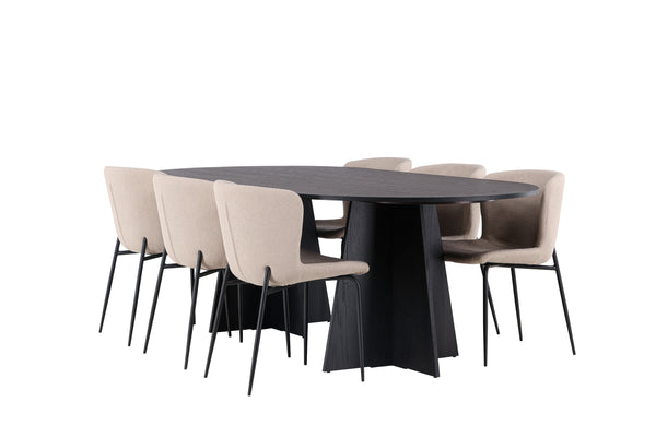 Esszimmergruppe BOOTCUT Esstisch 115X230 &amp; 6 MODESTO Esszimmerstühle Beige