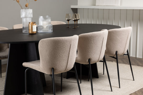 Esszimmergruppe BOOTCUT Esstisch 115X230 &amp; 6 MODESTO Esszimmerstühle Beige