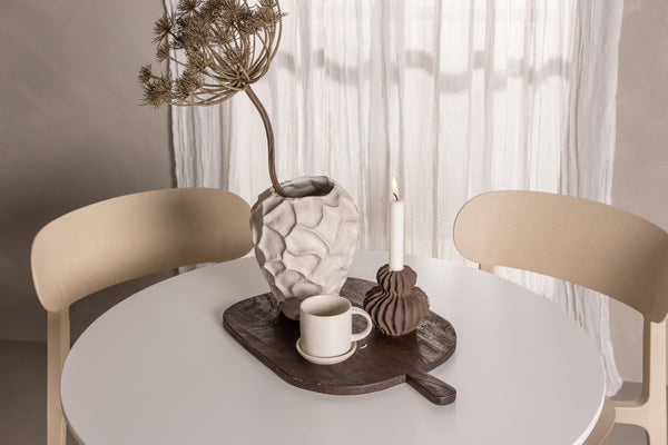 Esszimmergruppe HAMDEN Esstisch ⌀80 &amp; 4 Stück ÅSTOL Esszimmerstühle Beige