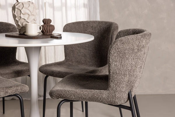 Matgrupp HAMDEN Matbord ⌀80 & 4st MODESTO Matstolar Mörkgrå