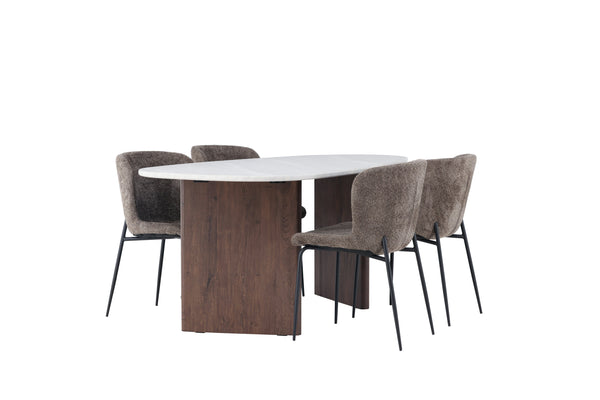 Esszimmergruppe MODESTO &amp; GRÖNVIK Esstisch 75x180x90 + 4 Esszimmerstühle Hellgrau