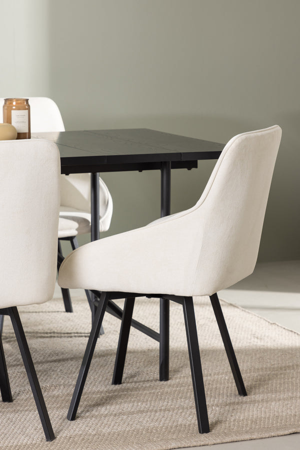 Matgrupp ASTRID & ROSIE Matbord 75x200x90 + 6st Matstolar Beige