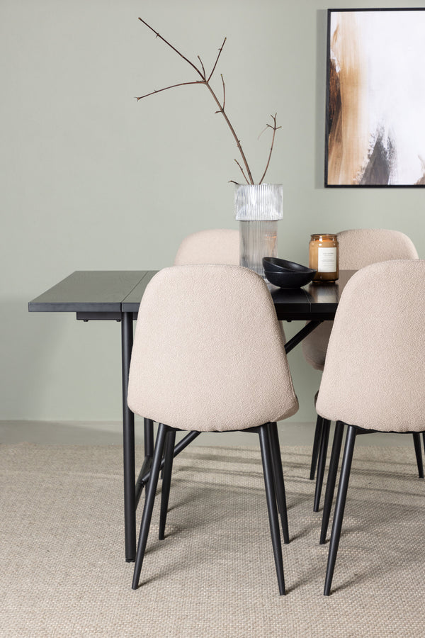 Matgrupp ASTRID & POLAR Matbord 75x200x90 + 6st Matstolar Beige