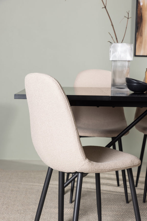 Matgrupp ASTRID & POLAR Matbord 75x200x90 + 6st Matstolar Beige