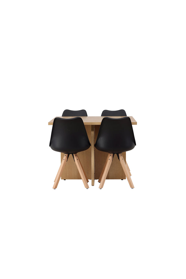 Esszimmergruppe ZENO &amp; LEO Esszimmerstühle Schwarz + 4 Esstische 100x100