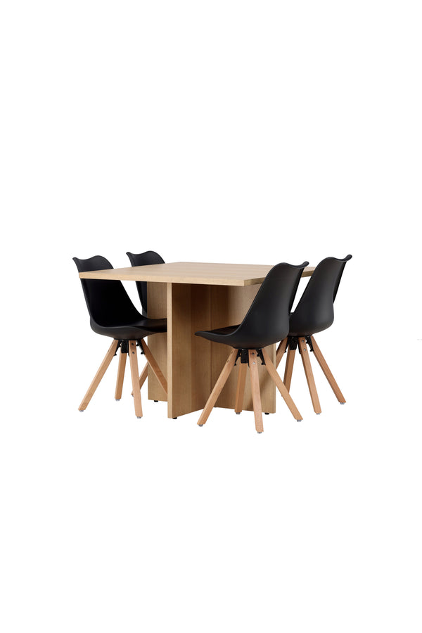 Esszimmergruppe ZENO &amp; LEO Esszimmerstühle Schwarz + 4 Esstische 100x100