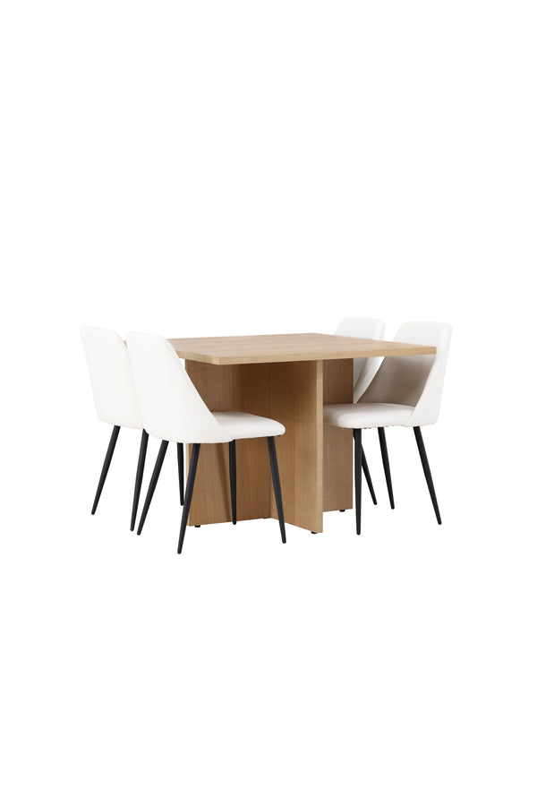 Matgrupp LEO & NIGHT Matbord 100x100 + 4st Matstolar Vit