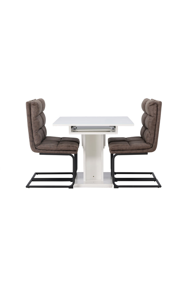 Esszimmergruppe ZIZO &amp; PLUTO 4 Esszimmerstühle Braun + Esstisch 120x90 