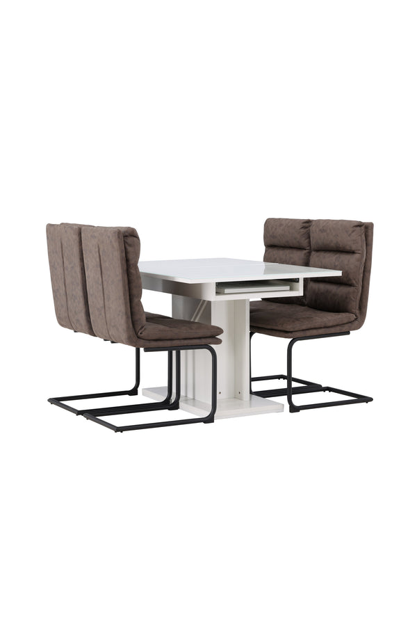 Esszimmergruppe ZIZO &amp; PLUTO 4 Esszimmerstühle Braun + Esstisch 120x90 