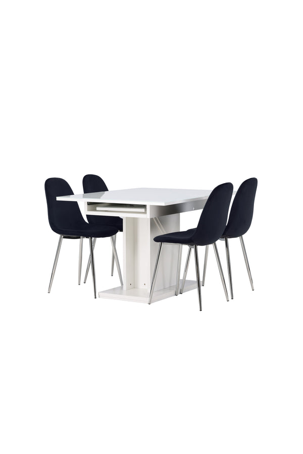 Matgrupp PLUTO & POLAR Matbord 120x90 + 4st Matstolar Svart