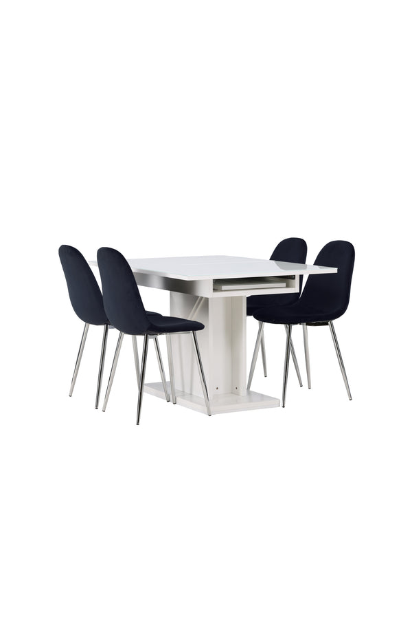 Matgrupp PLUTO & POLAR Matbord 120x90 + 4st Matstolar Svart