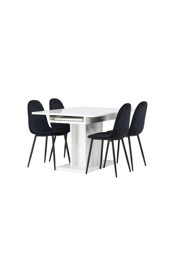 Matgrupp POLAR & PLUTO 4st Matstolar Svart + Matbord 120x90