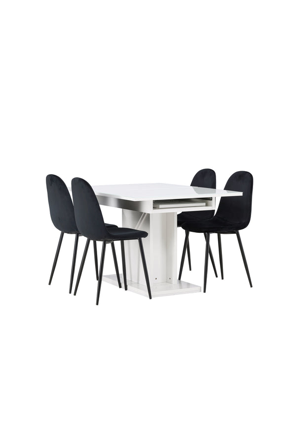Matgrupp POLAR & PLUTO 4st Matstolar Svart + Matbord 120x90