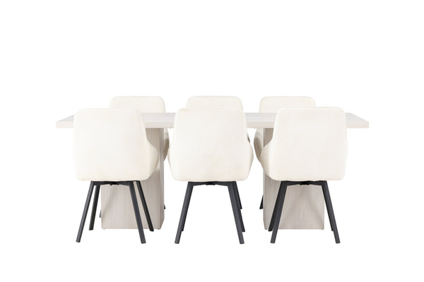 Matgrupp OLGA Matbord 200x90 & 6st ROSIE Matstolar Beige